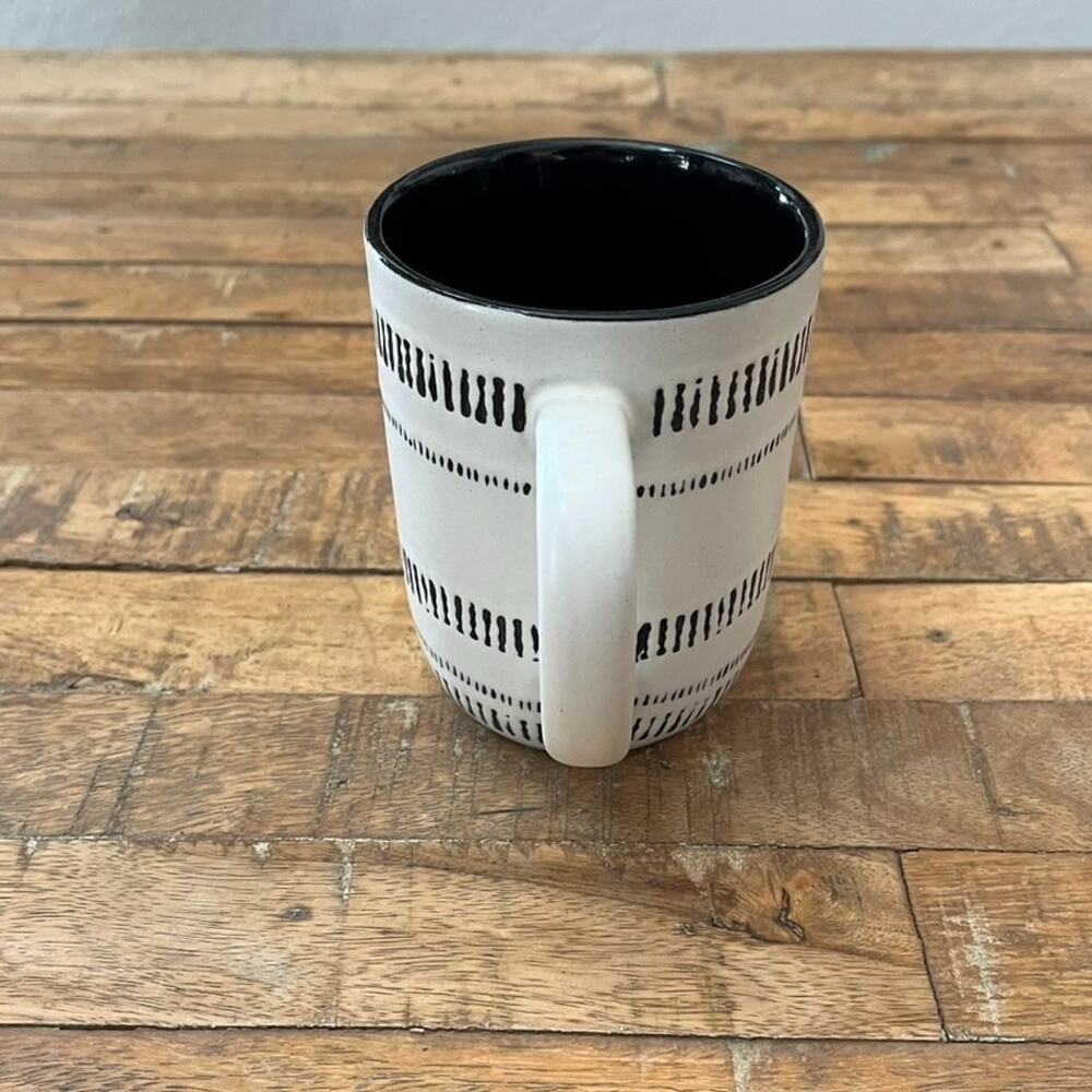 Hearth & Hand with Magnolia Stoneware Coffee Mug Cup 14oz White Black - Picture 2 of 12